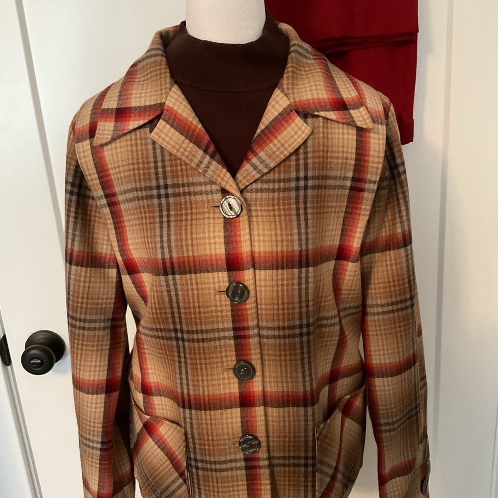 Pendleton Plaid Blazer - Red and Tan